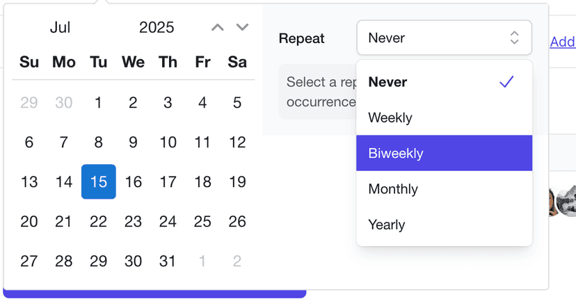 Biweekly recurring expenses now available
