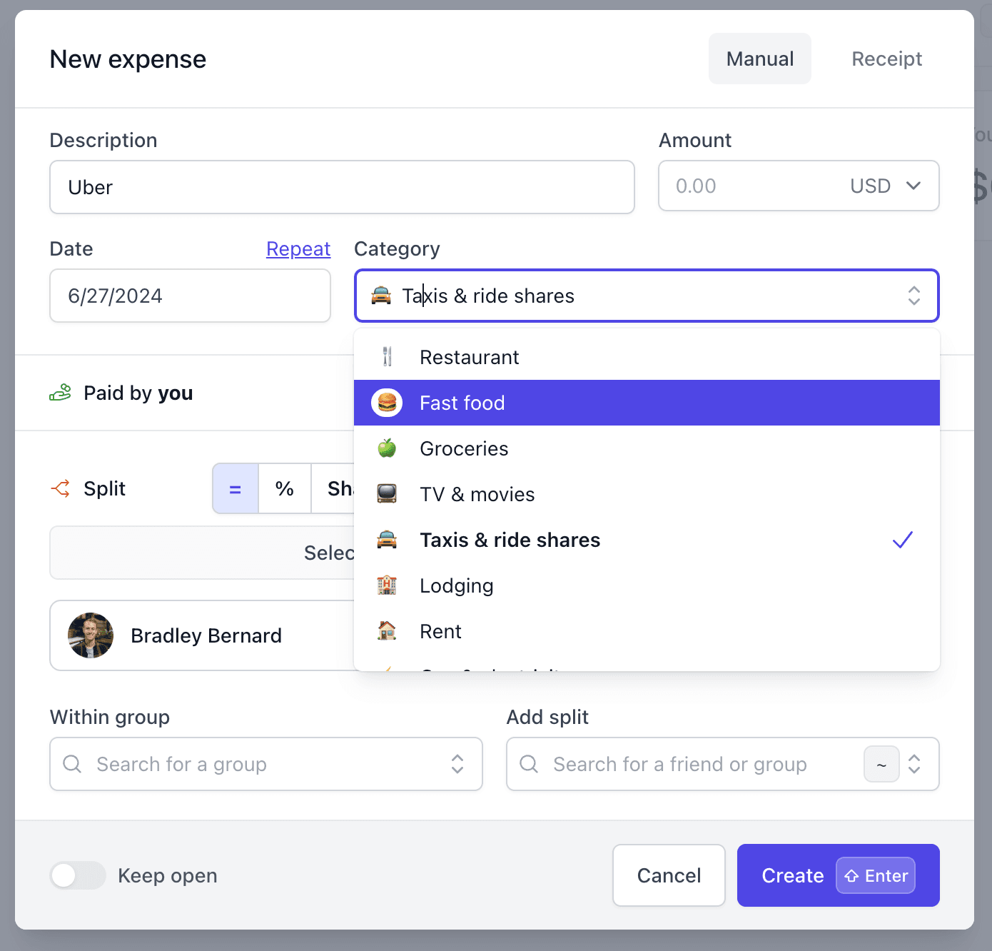 Create expense