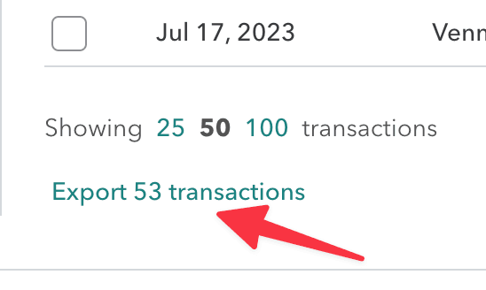 Mint export button