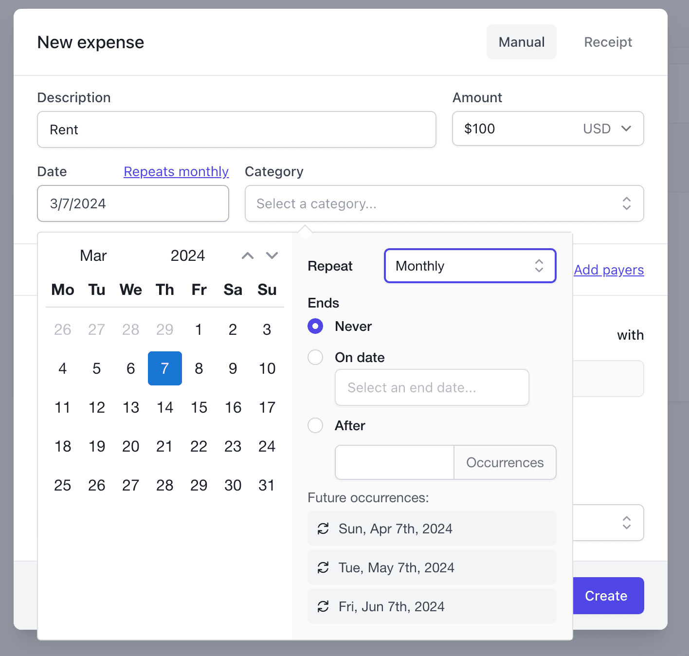 Create recurring