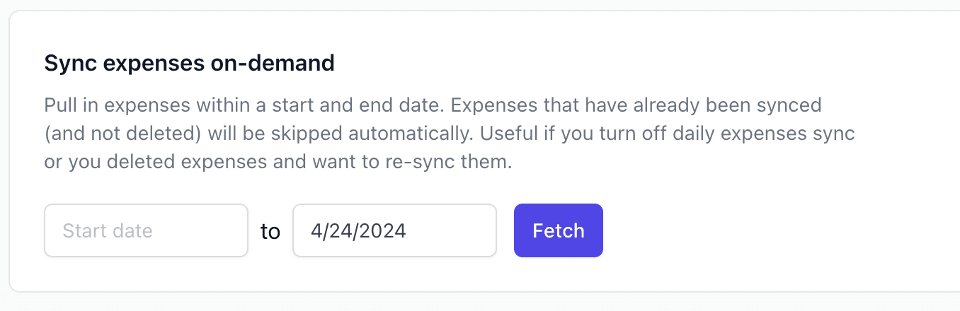 Sync expenses on demand