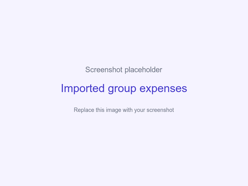 Screenshot placeholder for expenses imported into a group